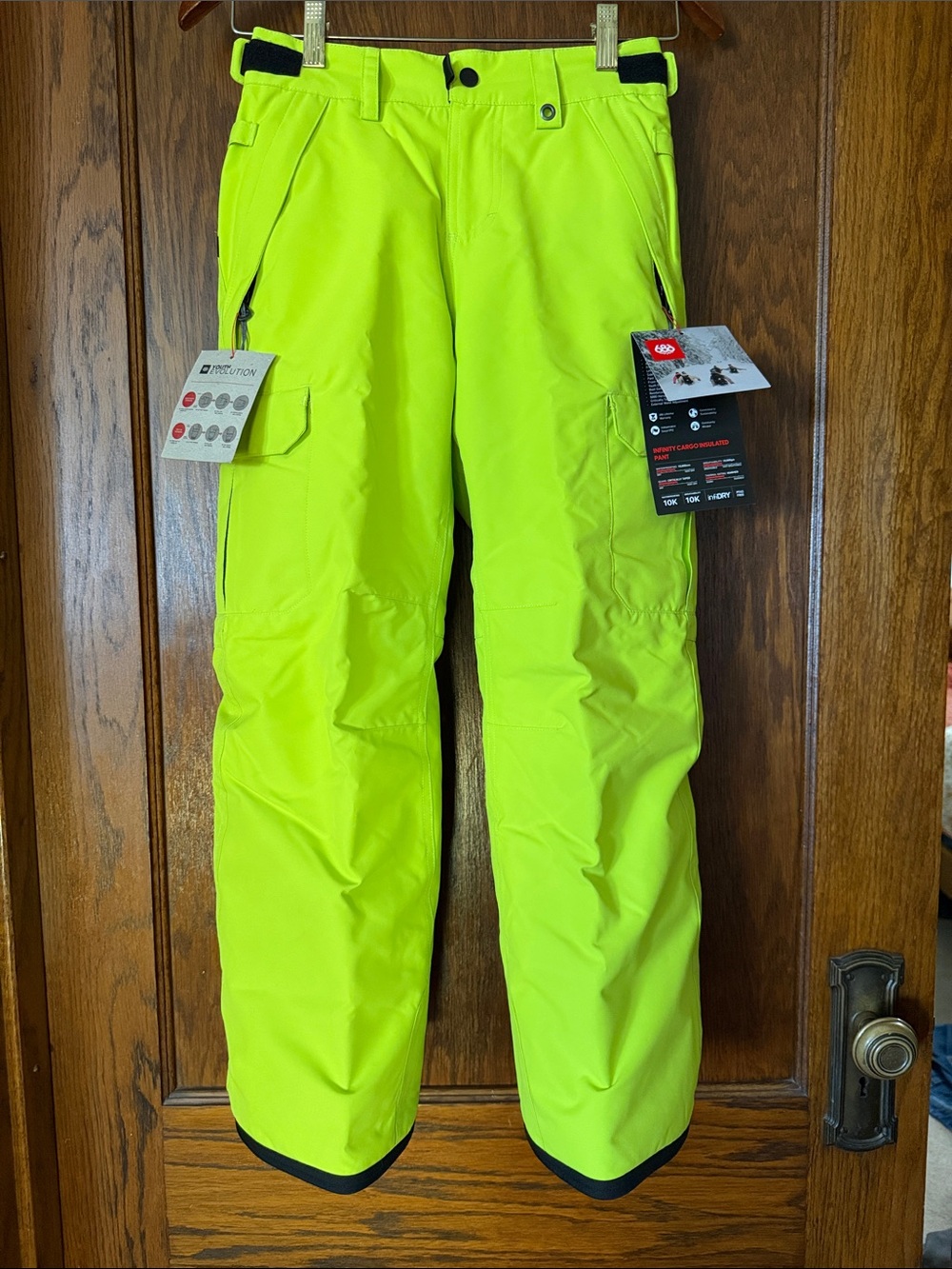 686 Kids Youth Evolution Infinity Insulated Neon Yellow Snow Cargo Pants